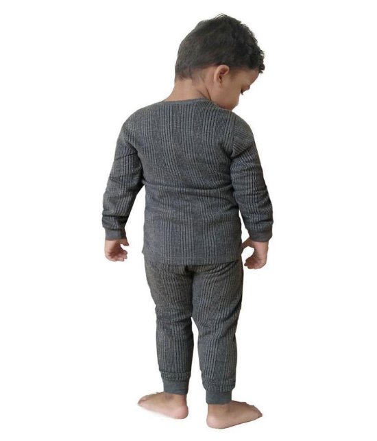 HAP Kings Round Neck Grey Melange Winter Thermal Set of Top & Trouser   /Thermal for Boys and Girls - None