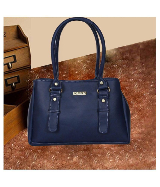 Fostelo -   Blue Faux Leather Shoulder Bag - Blue