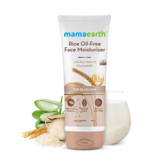 Mamaearth Rice Oil-Free Face Moisturizer With Rice Water & Niacinamide For Glass Skin (80gm)