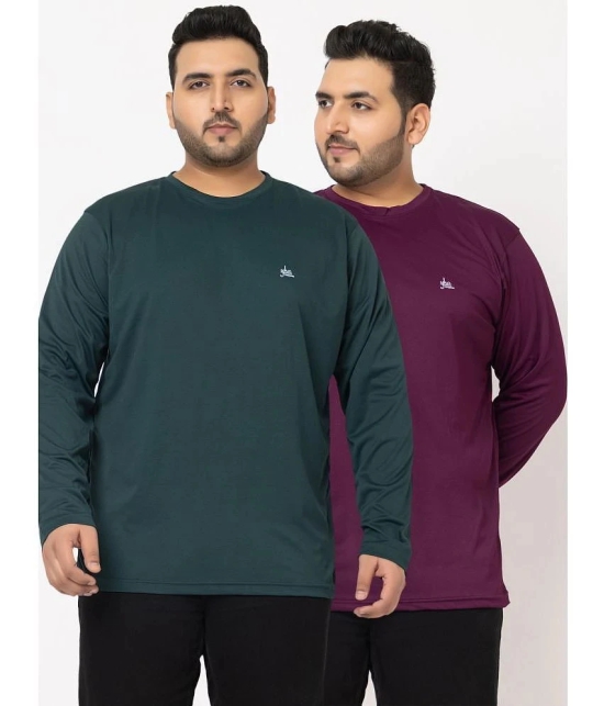 YHA Cotton Blend Regular Fit Solid Full Sleeves Mens T-Shirt - Purple ( Pack of 2 ) - None