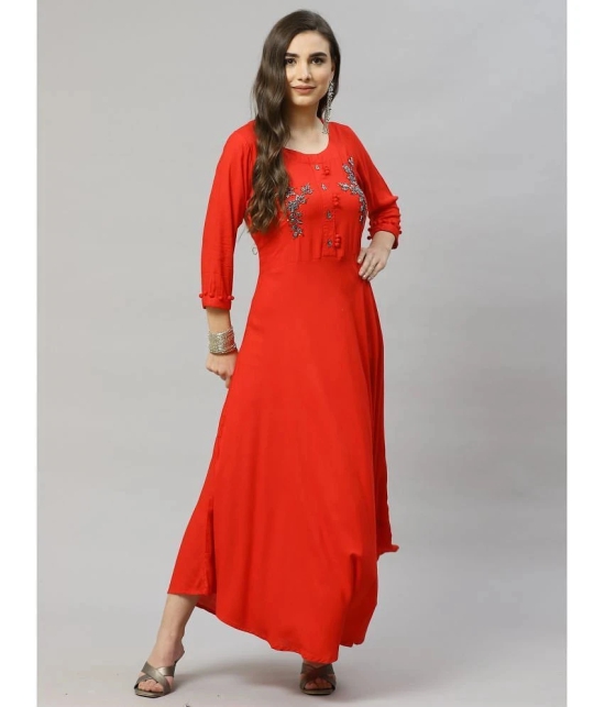 JC4U Rayon Red A- line Dress - Single - M