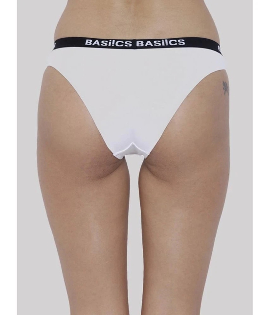 BASIICS By La Intimo Pack of 2 Cotton Lycra Solid Womens Bikini ( White ) BCPBR080B - None