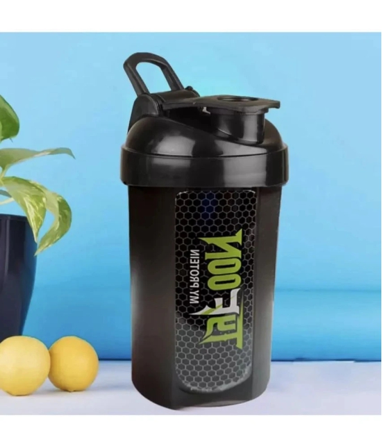 Fitgo Plastic Black 400 mL Shaker ( Pack of 1 ) - Black