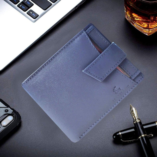 LEADERACHI Leather Blue Wallet for Men
