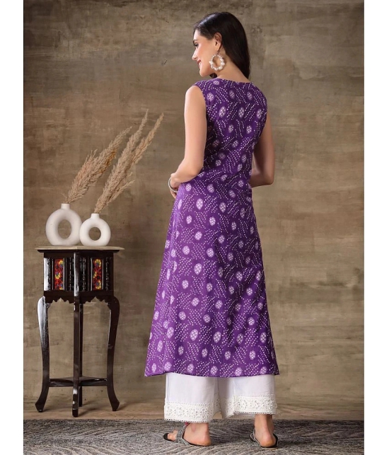 Stylum Cotton Printed Straight Womens Kurti - Purple ( Pack of 1 ) - None