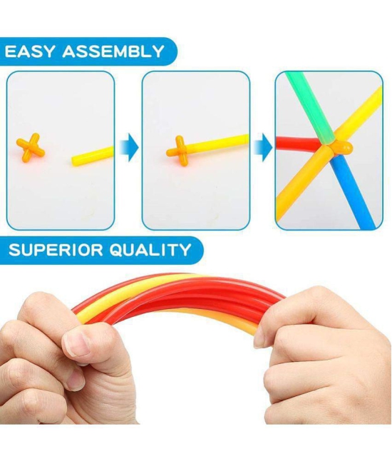 Fratelli Colorful Pipe Straw Stick Building Block Educational Assembly Toy for Kids (100 Pieces)