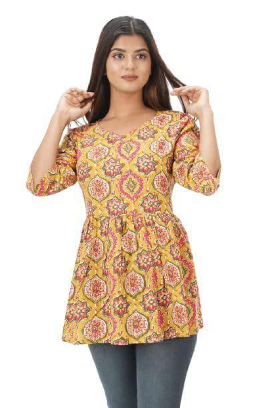 MANMAYEE Women's Cotton Floral Print Top | Latest Trendy Short Tunic Work Tops