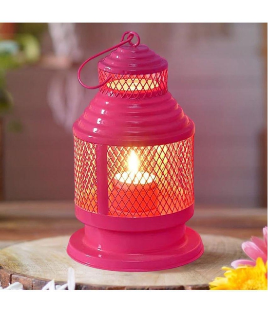 HOMSSY Red Hanging Metal Tea Light Holder - Pack of 1