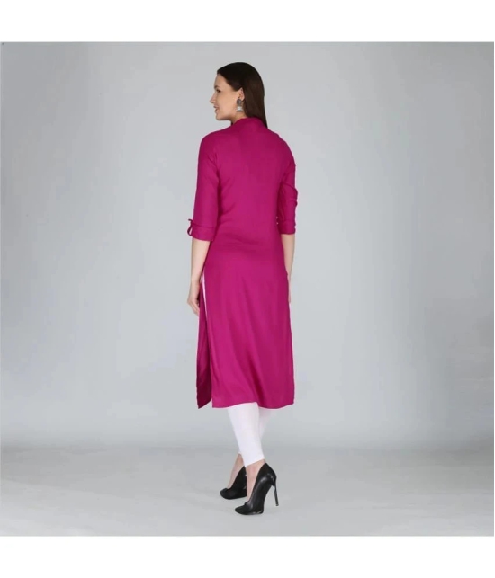 MAUKA - Pink Rayon Womens Straight Kurti ( Pack of 1 ) - None