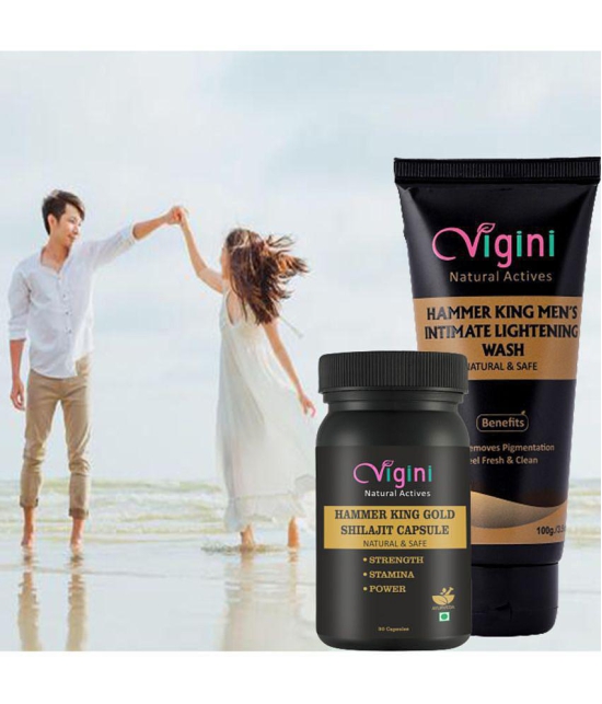 Vigini Intimate Wash Skin Whitening Removes Odor + Shilajit Capsule Scrub & Exfoliators 150 gm Pack of 2