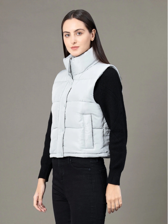 RedTape Stand Collar Sleeveless Jacket for Women |  Zipper & Button Closure | Everyday Comfort