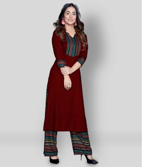 Estela - Red Rayon Womens Straight Kurti ( Pack of 1 ) - XXL