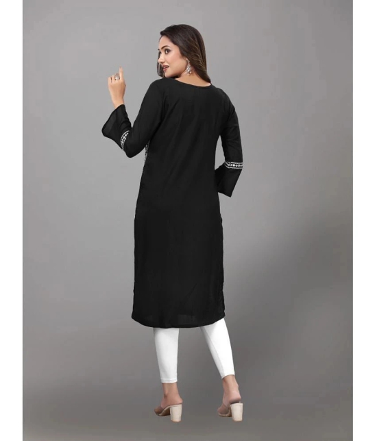 Kapadia - Black Rayon Womens Straight Kurti ( Pack of 1 ) - None