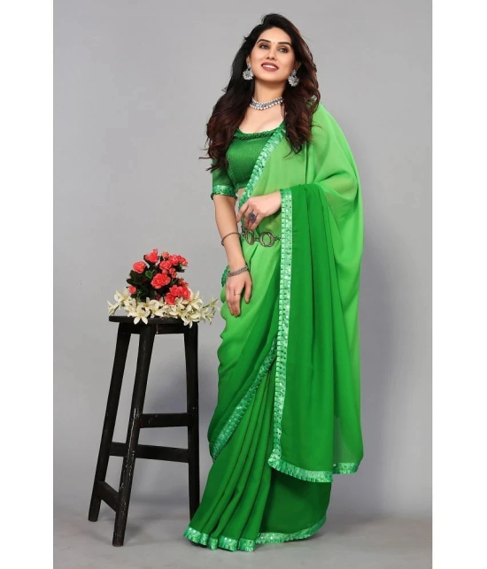 ANAND SAREES Georgette Dyed Saree With Blouse Piece - Green ( Pack of 1 ) - Green