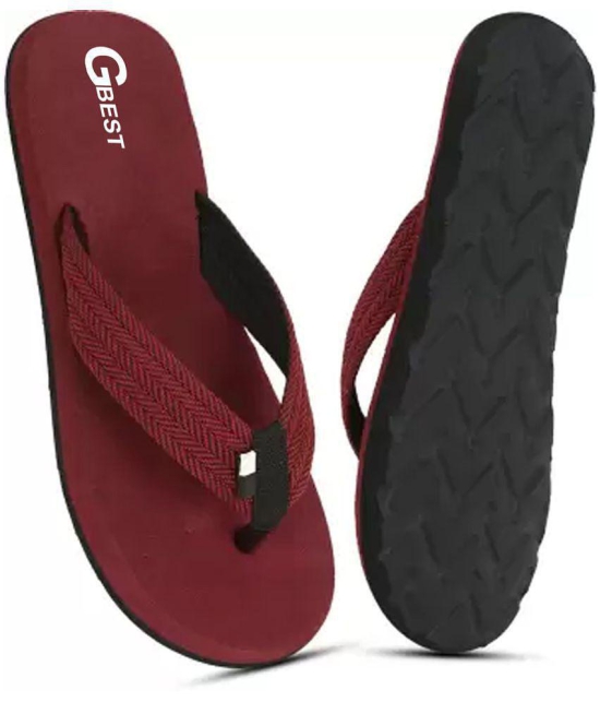 GBest - Maroon Men's Thong Flip Flop - None