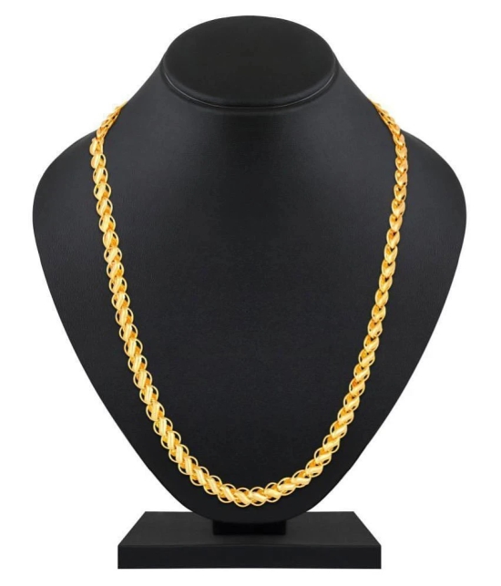 MFJ Fashion Traditional Brass 1 Gram Gold Plated Fancy Hand Made Link Chain For Mens - None