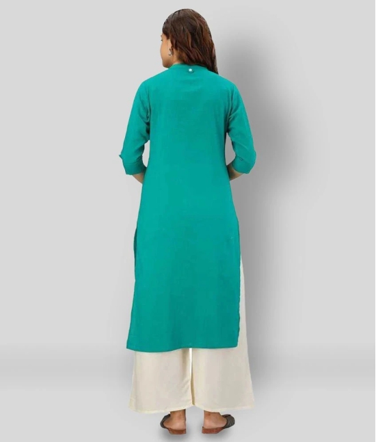 Lee Moda - Turquoise Cotton Womens Straight Kurti - None