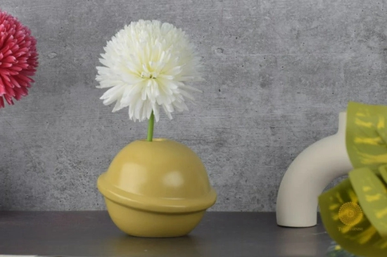 Ceramic Planet Shape Vases-Yellow