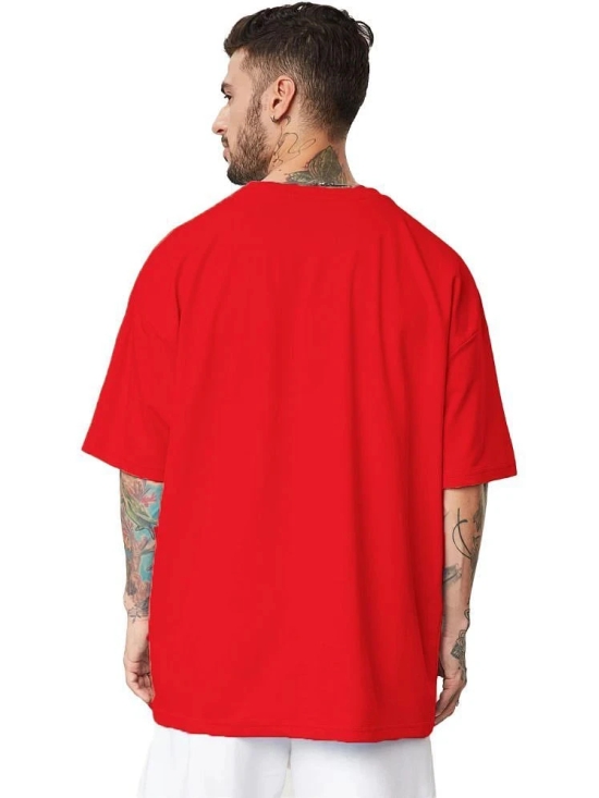 Leotude Cotton Blend Oversized Fit Printed Half Sleeves Mens Round T-Shirt - Red ( Pack of 1 ) - None