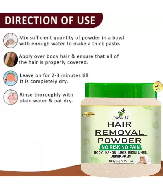 PURE JANGALI ORGANICS Hair Removal Powder Three in one Use For Powder D-Tan Skin 100G