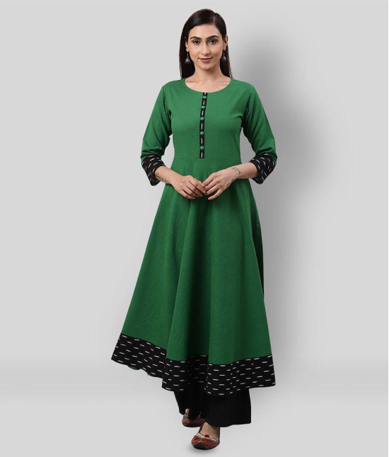 Yash Gallery - Green Cotton Womens Flared Kurti ( Pack of 1 ) - L