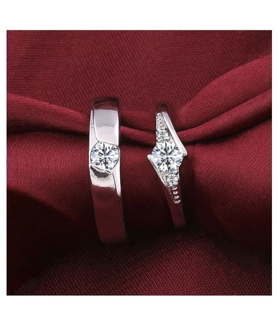 SILVERSHINE silverplated Gorgeous Diamond His and Her Adjustable Proposal Diamond Couple Ring for Men and Women Jewellery - None