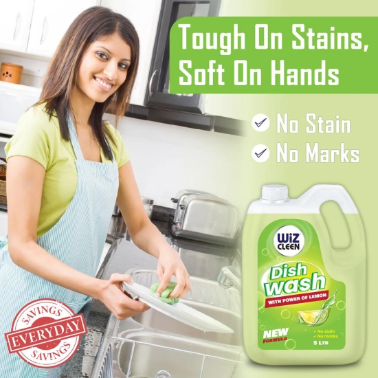 Wiz Dish Wash Liquid with Power of Lemon 5L Refill Can