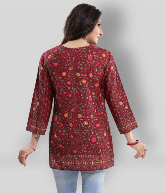 Meher Impex - Maroon Crepe Womens Straight Kurti ( Pack of 1 ) - 3XL