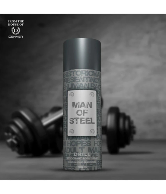 Denver Man Of Steel Drill Deodorant Spray for Men 600 ml ( Pack of 3 )