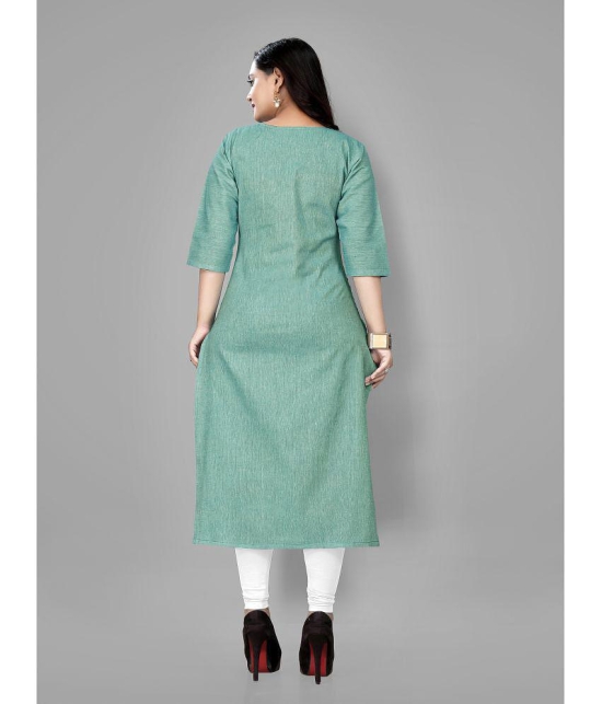 RIAANA - Green Cotton Women's Straight Kurti ( Pack of 1 ) - None