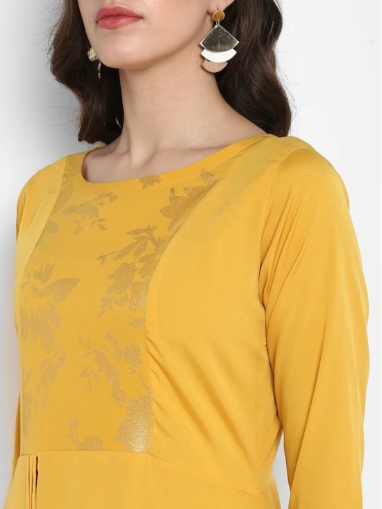 Women Yellow Printed Straight Asymmetric Kurta