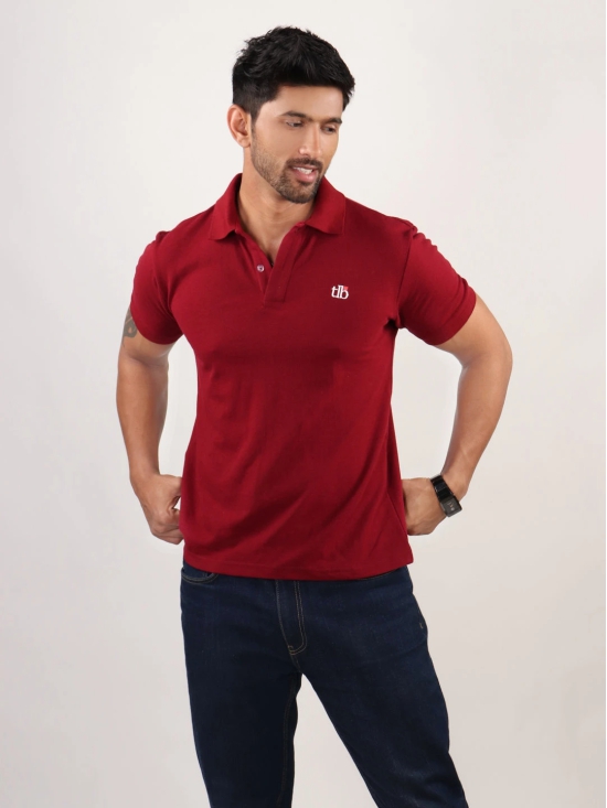 Men Maroon Polo Neck T-Shirt-M / Maroon