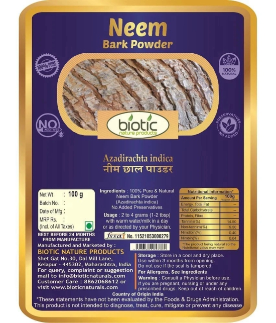 Biotic Neem Bark Powder (Azadirachta Indica) Neem Chhal Powder 100 gm