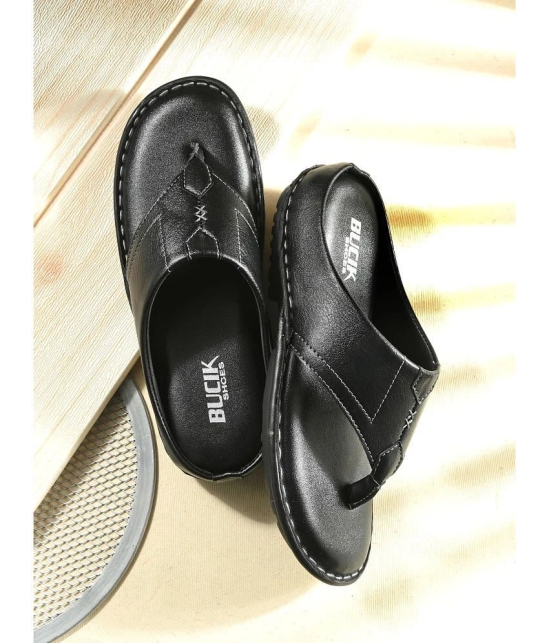 Bucik BLACK Mens Leather Slipper - None