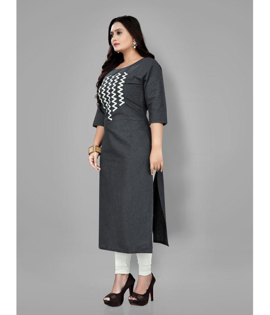 RIAANA - Black Cotton Women''s Straight Kurti ( Pack of 1 ) - None