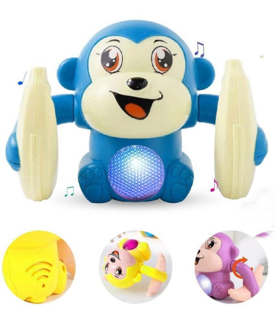 FRATELLI Dancing Monkey Musical Toy for Kids Baby Spinning Rolling Doll Tumble Toy  - ISI Mark - Made in India