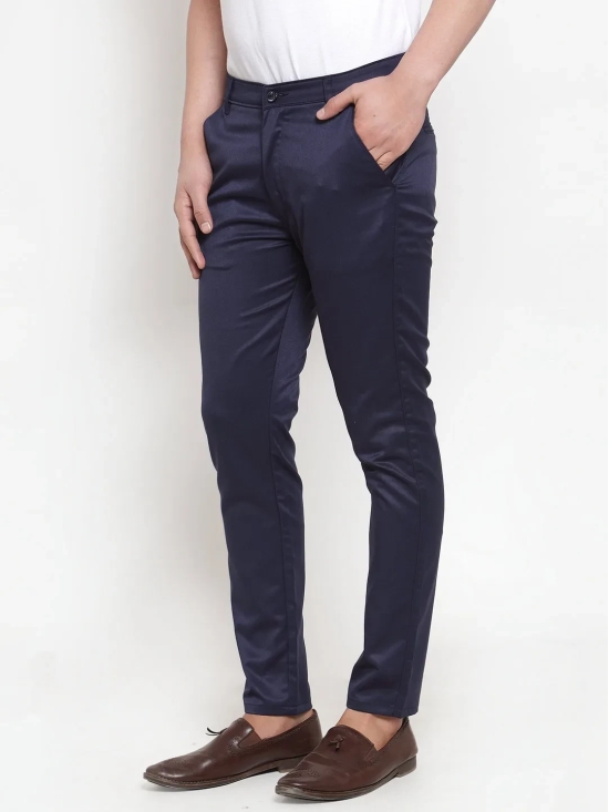 Indian Needle Men's Navy Solid Formal Trousers-30 / Navy-Blue