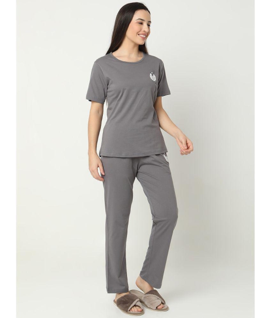 Smarty Pants Grey Cotton Womens Nightwear Nightsuit Sets ( Pack of 1 ) - None