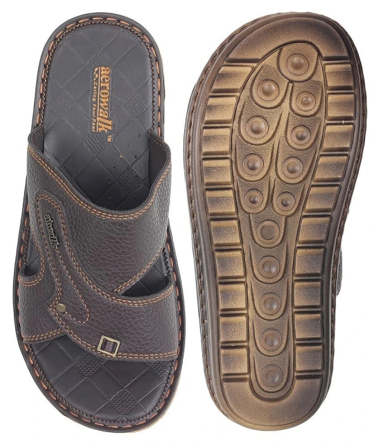 Aerowalk - Brown  Leather slipper - 6