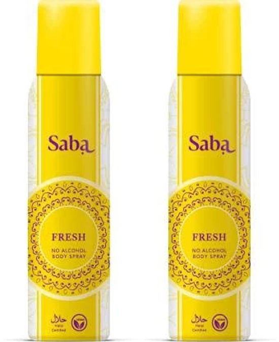 Saba Fresh Deodorant No Alcohol Body Spray Combo Pack of 2