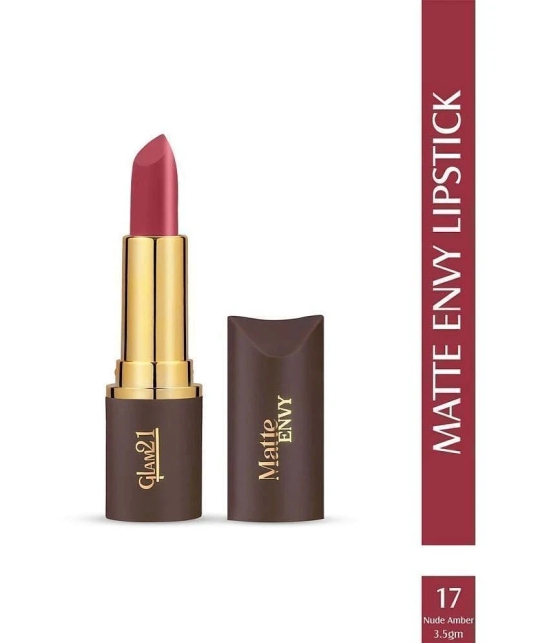 Glam21 Matte Envy Lipstick Intense Colour Creamy Texture Lightweight Lipstick 3.5gm Nude Amber-17