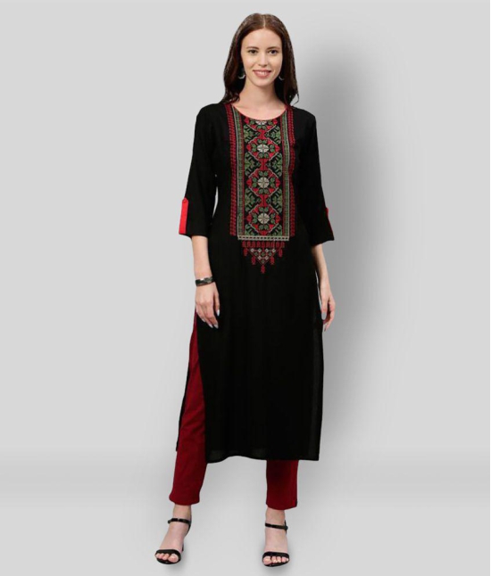 KIPEK - Black Rayon Womens Straight Kurti - XL