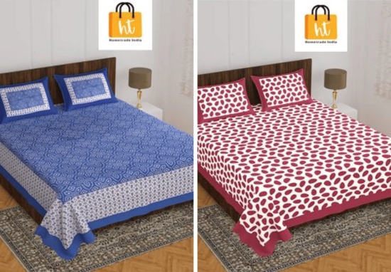 Bedsheet  Adda -100% Pure Cotton Jaipuri Printed Double Bedsheet-127