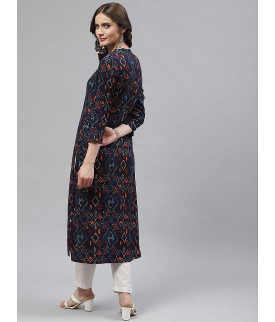 KIPEK - Navy Blue Viscose Womens Straight Kurti ( Pack of 1 ) - None