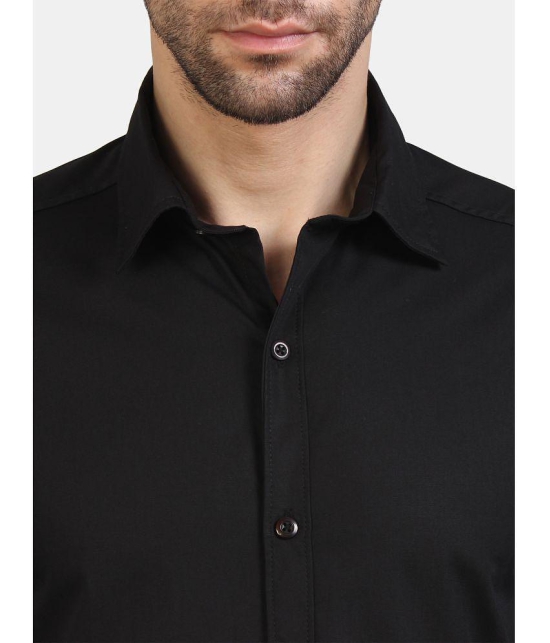 Life Roads 100 Percent Cotton Black Solids Party wear Shirt Single Pack - None