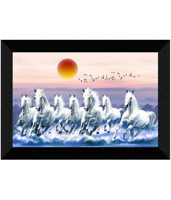 Saf Abstract Seven Horse Vastu Painting With Frame (25x33 cm)