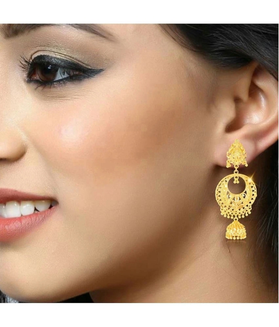 VIVASTRI Golden Jhumki Earrings ( Pack of 1 ) - Golden