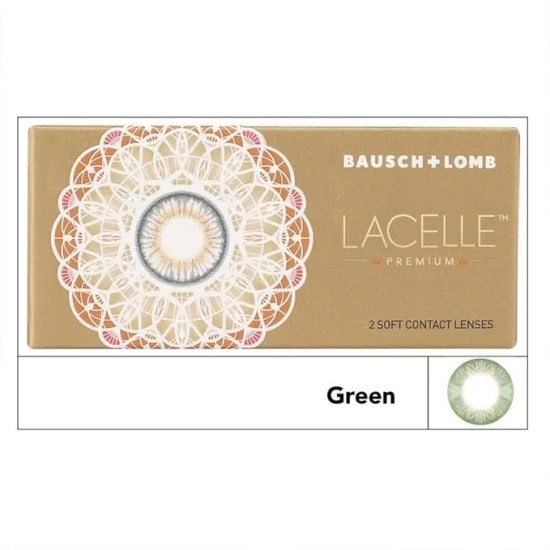 Bausch & Lomb Lacelle Premium Monthly Disposable Contact Lens (-00.00 to -10.00, Green, 2 Lenses)--10.00 / Green