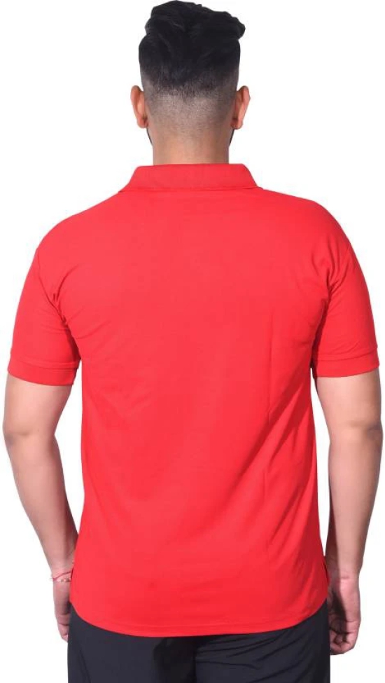 Men Solid Polo Neck Cotton Blend Red T-Shirt