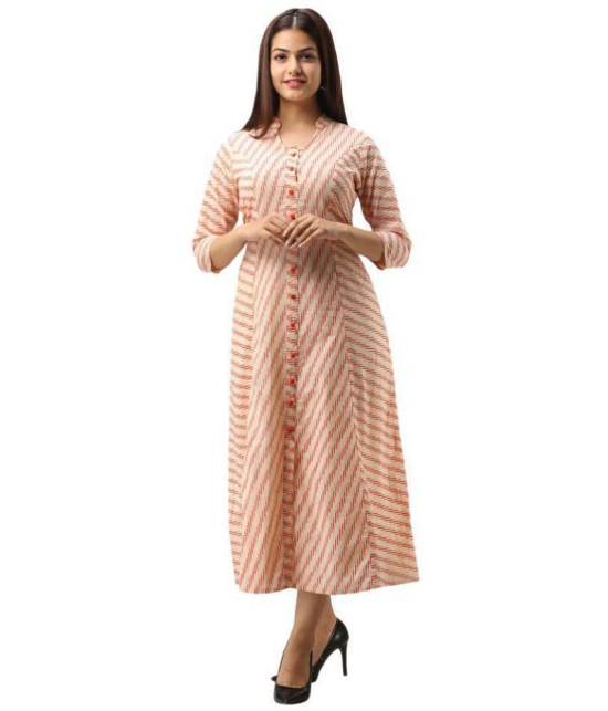 SVARCHI - Orange Cotton Blend Womens A-line Kurti ( Pack of 1 ) - S